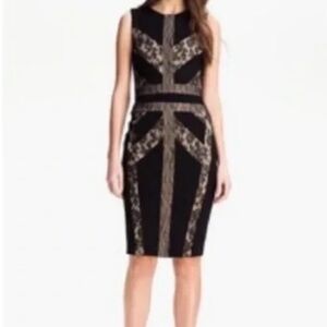 BCBGMaxAzria Raina Black & Lace Trim Dress, Size L NWT